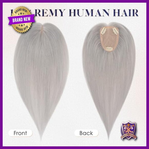 Human Hair Topper 14 Inch Silk Base Clip-In Hairpiece for Thinning Hair